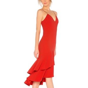 Alice and Olivia Red Ruffled Sheath Dress